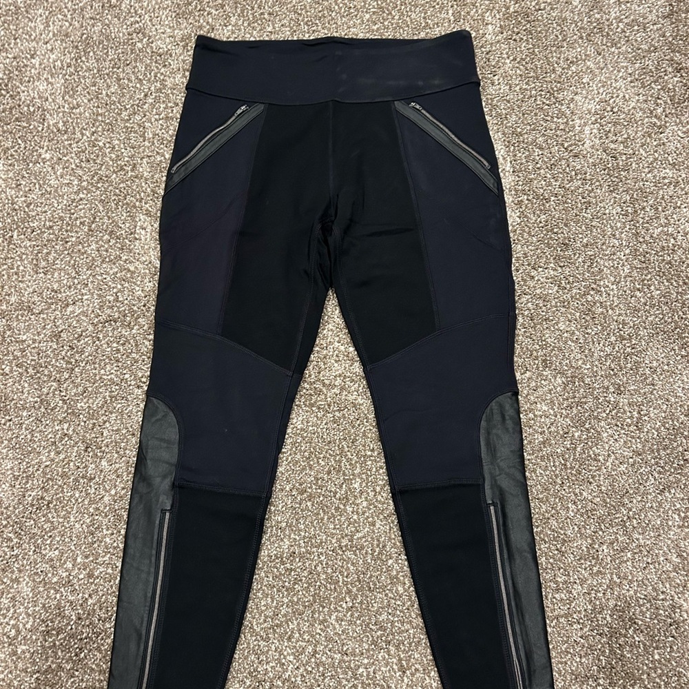 Athleta Black Leggings with Gray Accents